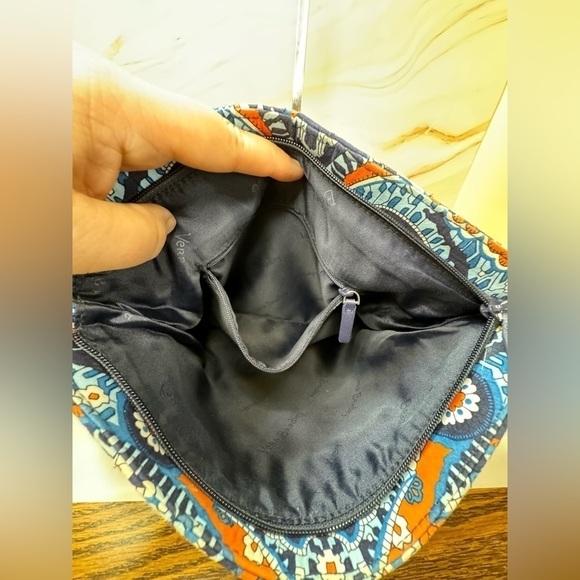 Triple Zip Hipster Vera Bradley Crossbody Bag - Blue And Orange - Picture 10 of 12